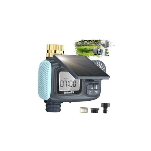Solar Sprinkler Timer, Solar & Type-C Rechargeable Water Timer for Garden