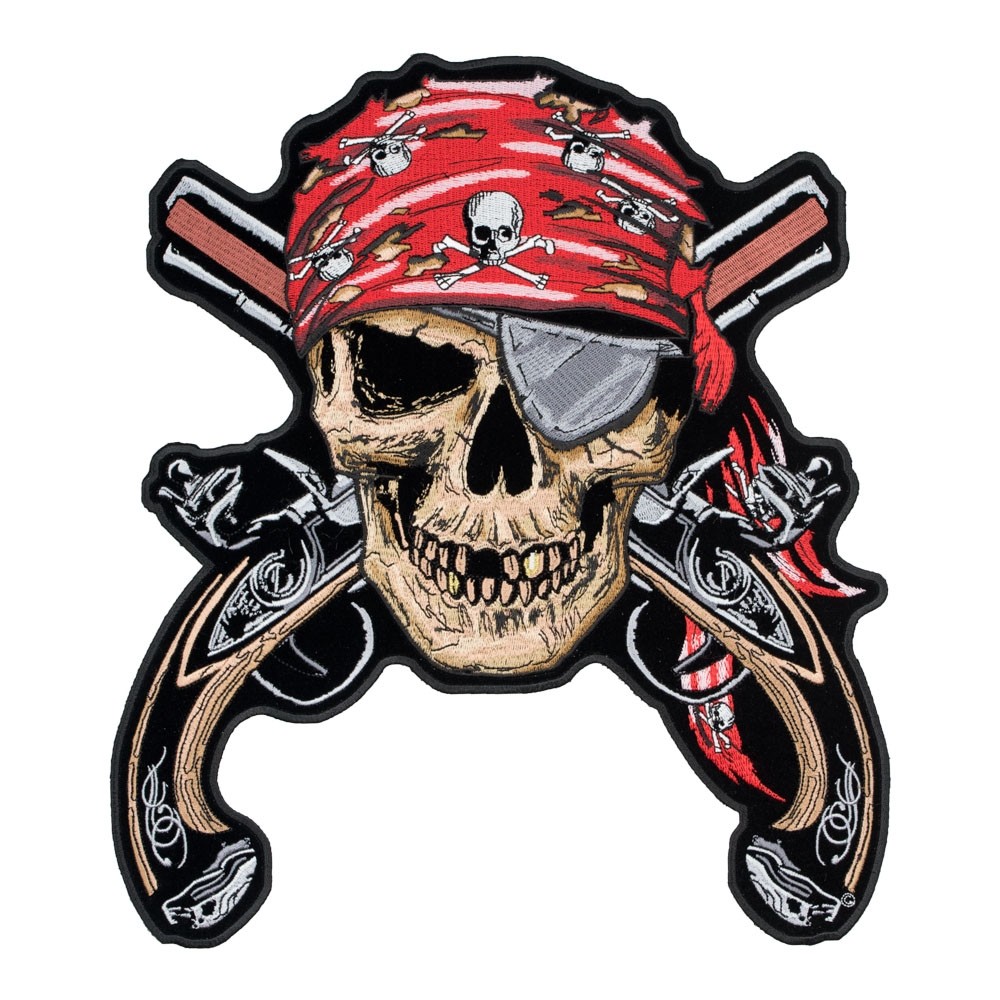 Pirate Skull & Guns Patch, Pirate Back Patches