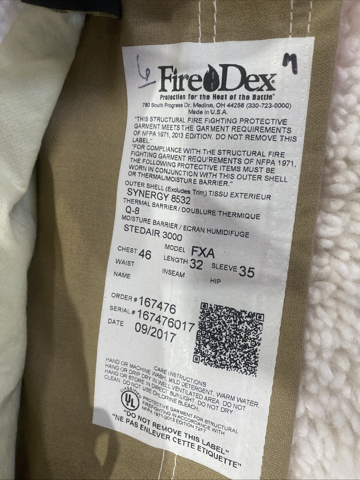 FIRE-DEX 46x32x35 FIREFIGHTER COAT Fire-Dex FXA