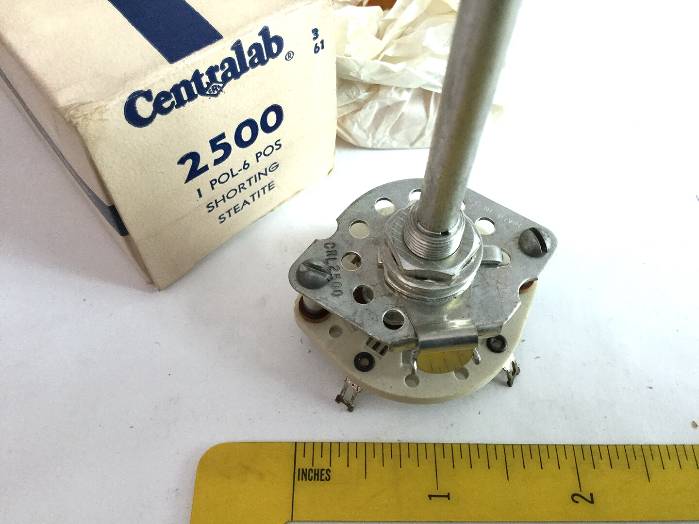 1 NOS Centralab Ceramic 2500 Rotary Switch, 1 pol - 6 pos
