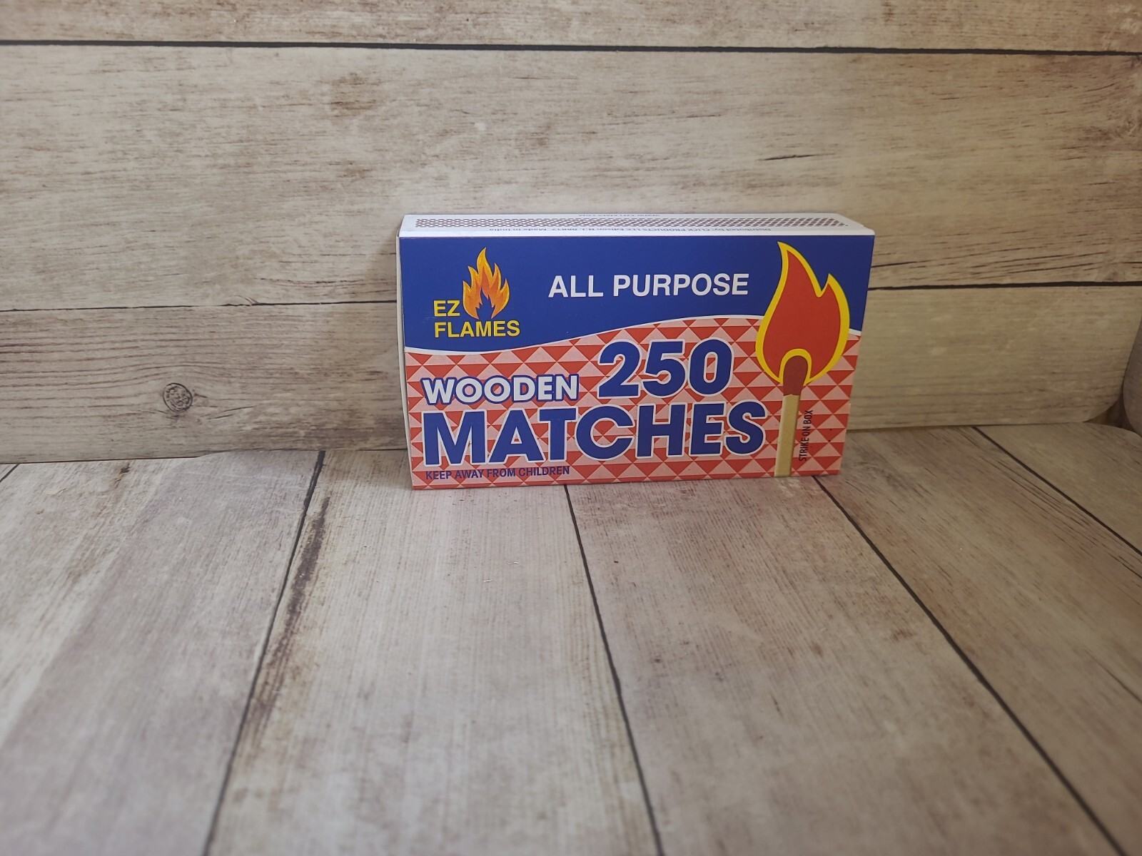 STRIKE on BOX 250 LARGE Wood Kitchen MATCHES Red Tip wood camping