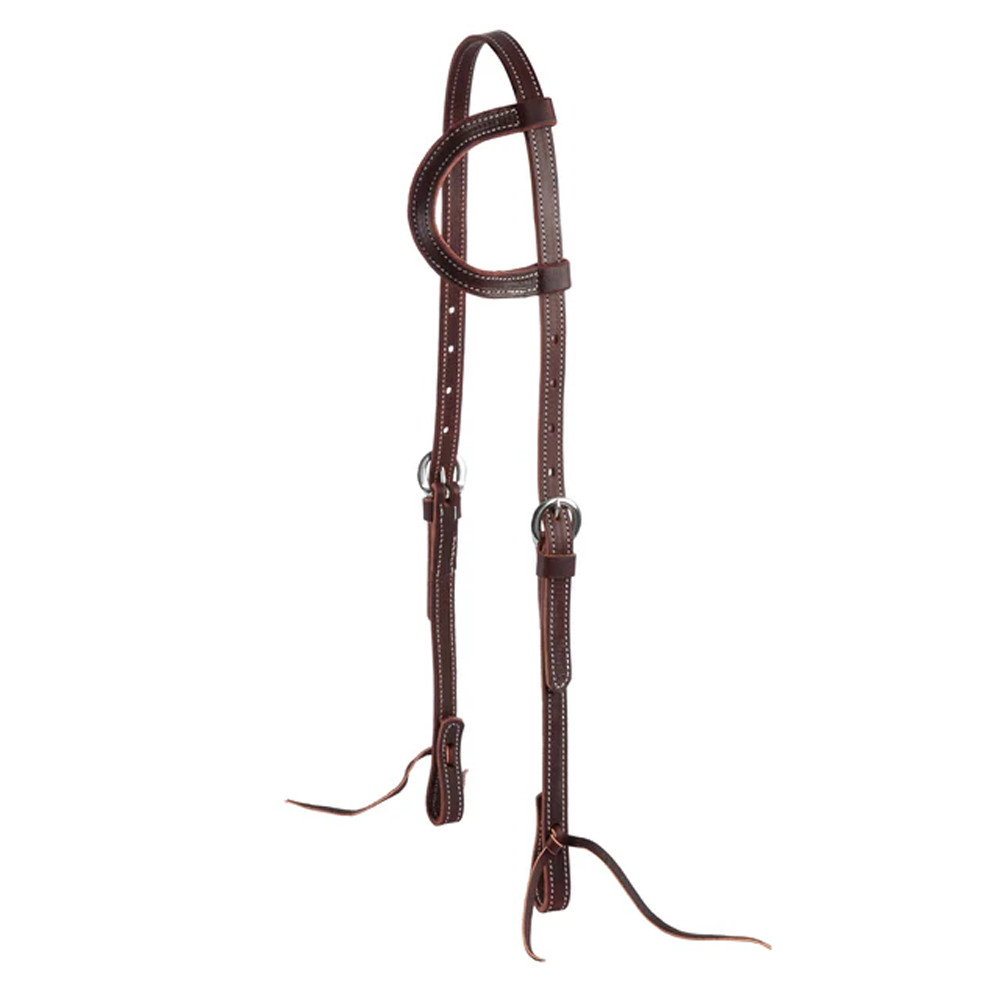 10-0093 Weaver Latigo Leather Flat Sliding Ear Headstall - Burgundy NEW