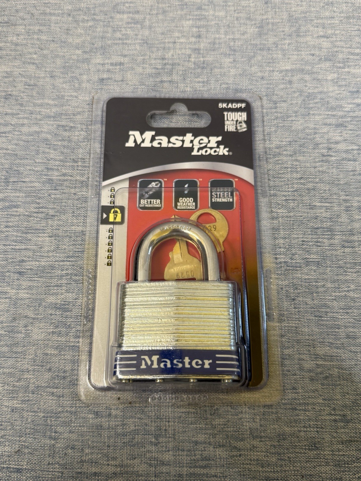 Master Lock Keyed  Steel Padlock 5KADPF 1" Shackle 2" Wide