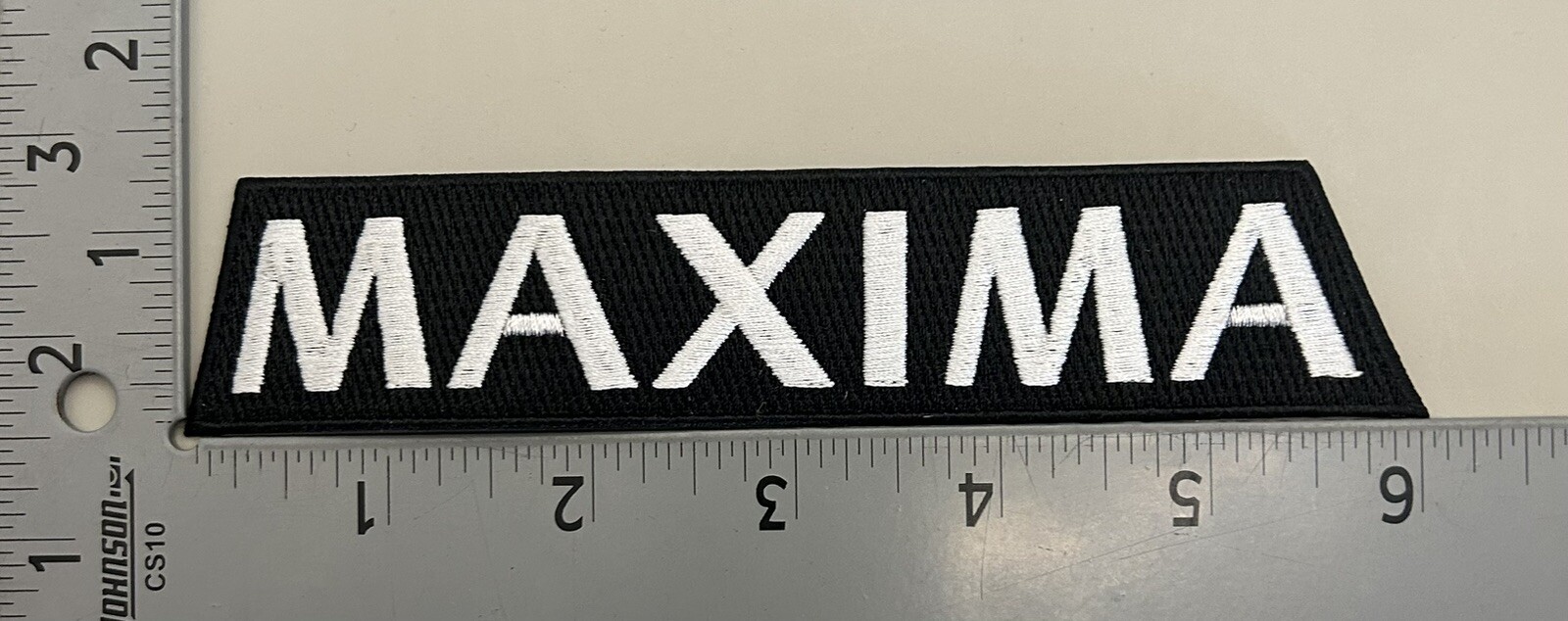 Maxima Embroidered Patch 1.25”x6” Silver On Black Nissan