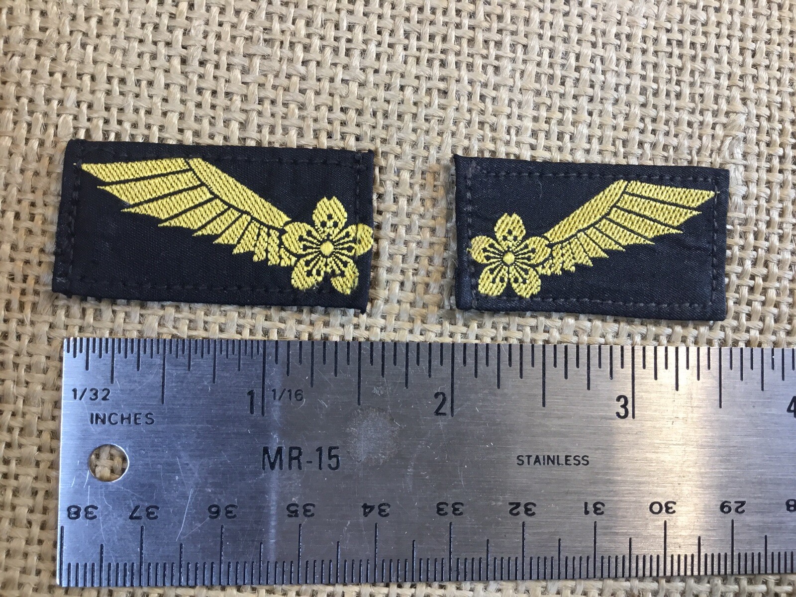 WWII JAPANESE PILOT WINGS PATCH INSIGNIA PAIR