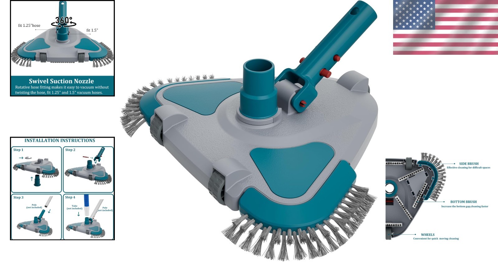 Upgrade Triangular Pool Vacuum - Vinyl Lined Pools