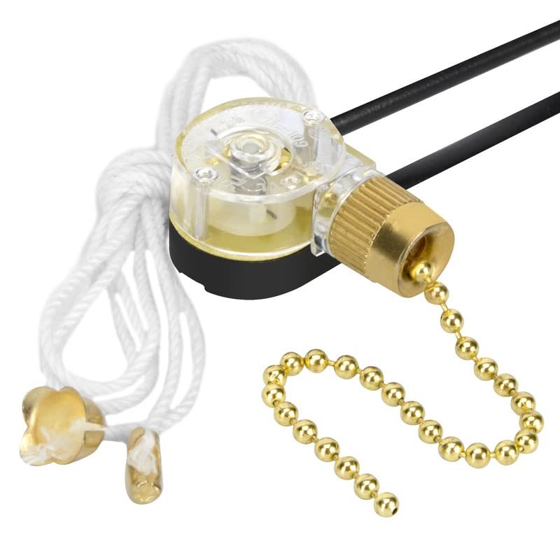 Pull Chain Switch Zing Ear ZE-109 2-Wire Single Circuit Pull Chain Ceiling Fa...
