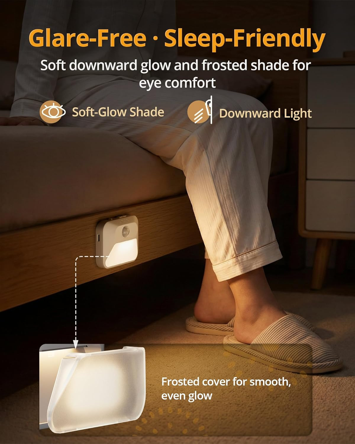 Rechargeable Sync Motion Sensor Night Lights with 3-In-1 Charging Dock, Stepless