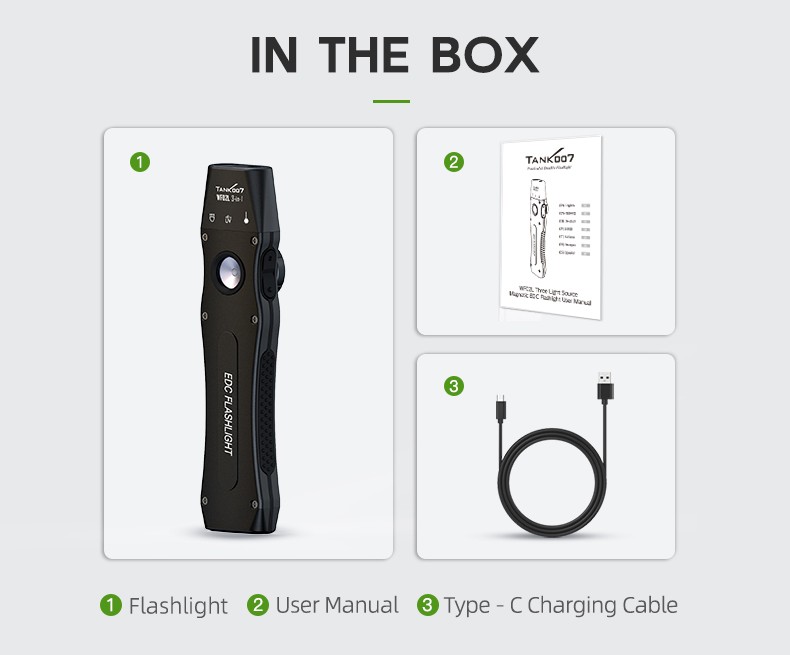 Rechargeable Flat EDC Flashlight 1000 Lumens Tactical Flashlight with UV Light