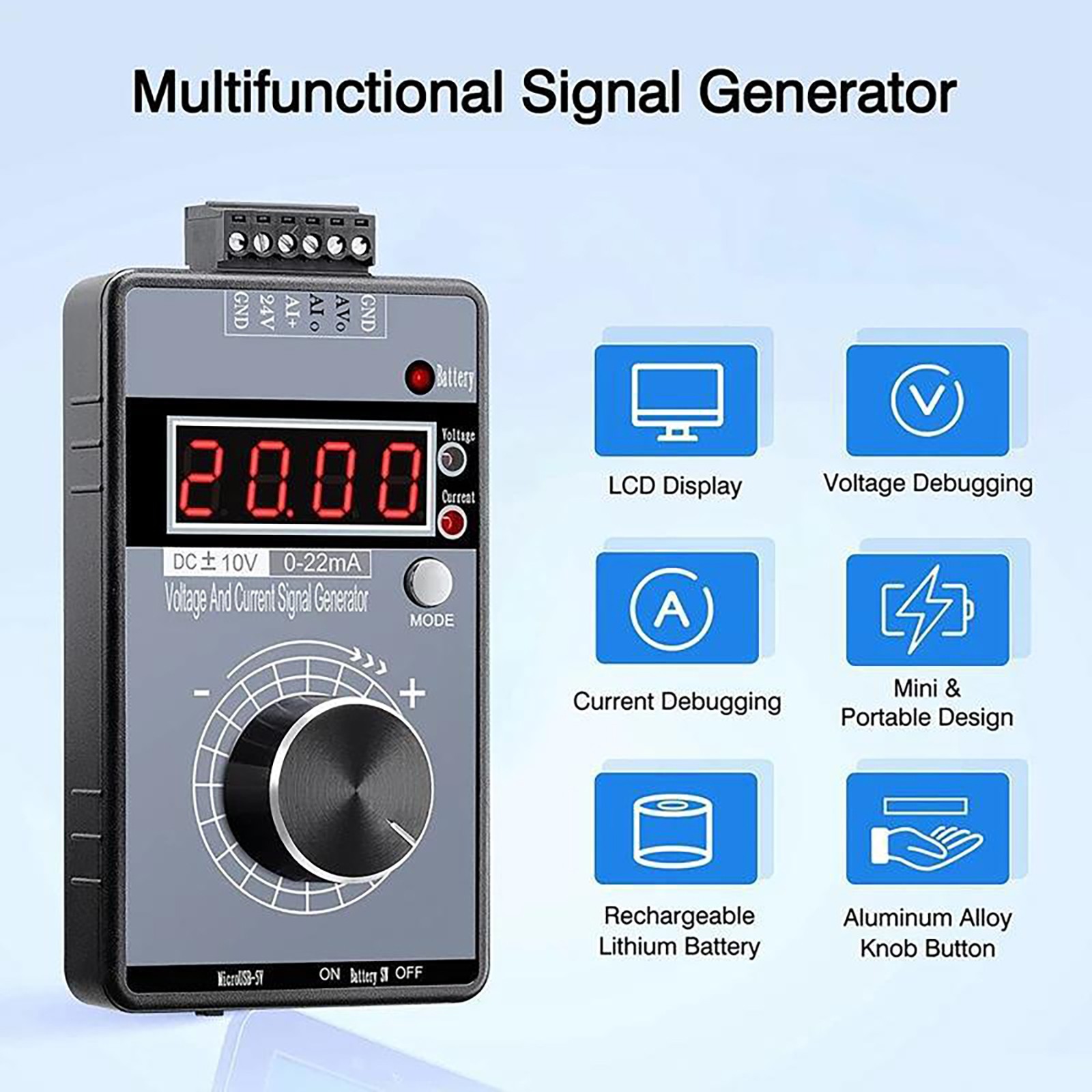 High-precision Handheld Signal Generator Analog Voltage 0-10V Current 4-20mA
