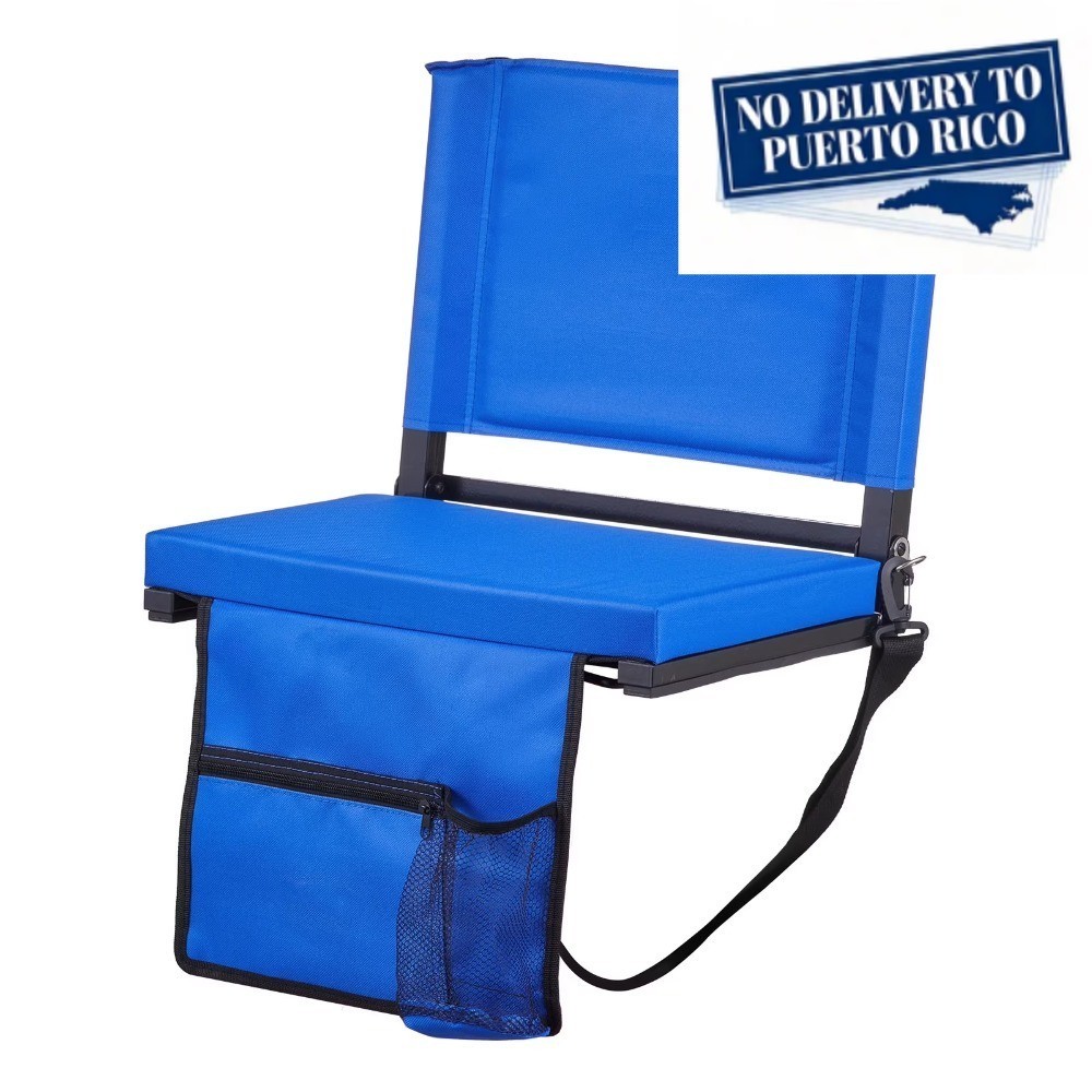 Seat with Backrest and Cushion, Portable Bleacher Chair with Shoulder Strap
