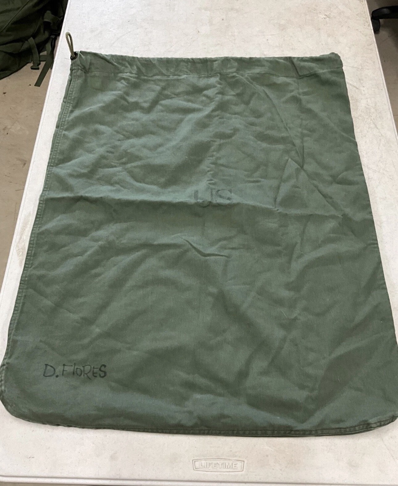 2 Pack USGI Military Barracks Bag Cotton Laundry Bag Green NSN 8465-00-530-3692