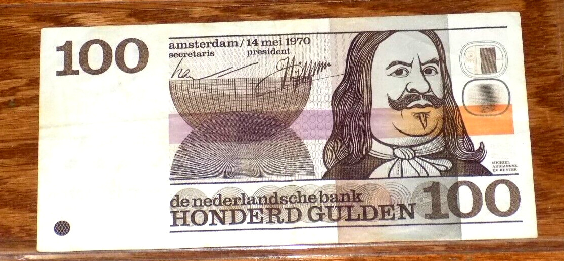 Netherlands 100 Gulden Michael de Ruyter 1970 P-93 Dutch Banknote Note