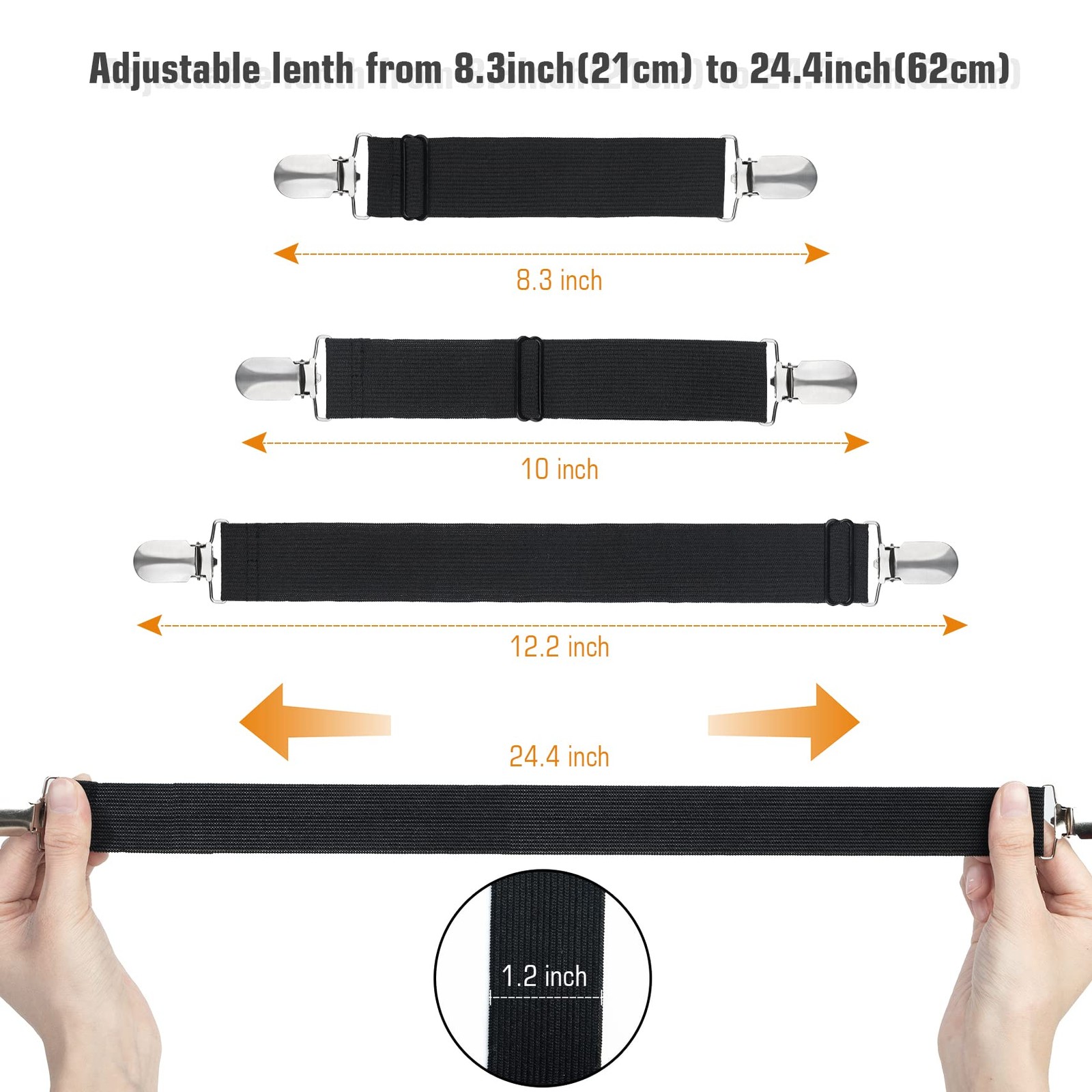 Korlon 8 Pack Bed Sheet Straps, Adjustable Elastic Fitted Holder...