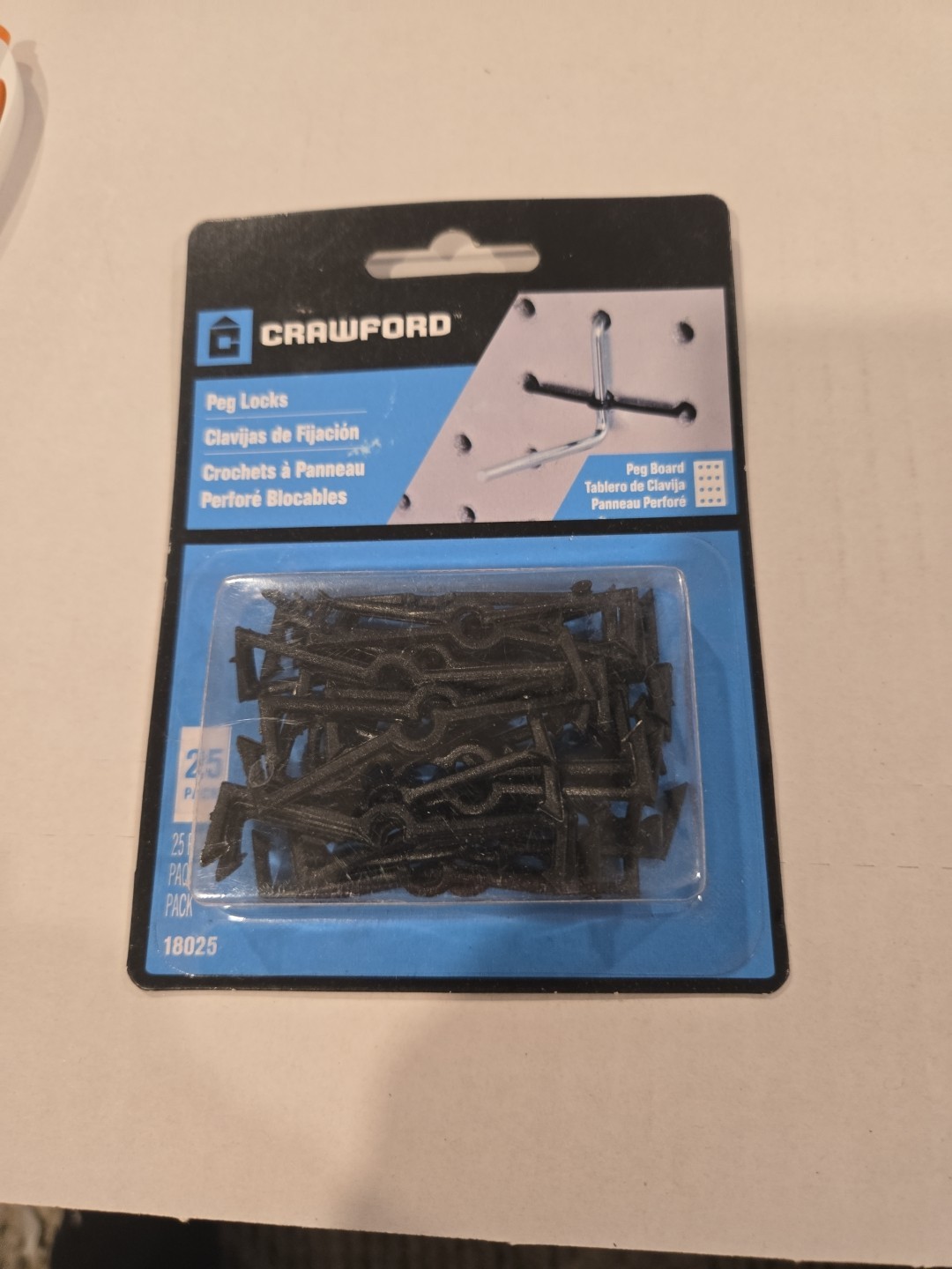 Crawford 18025 Zinc Plated Black Plastic Peg Hook Lock