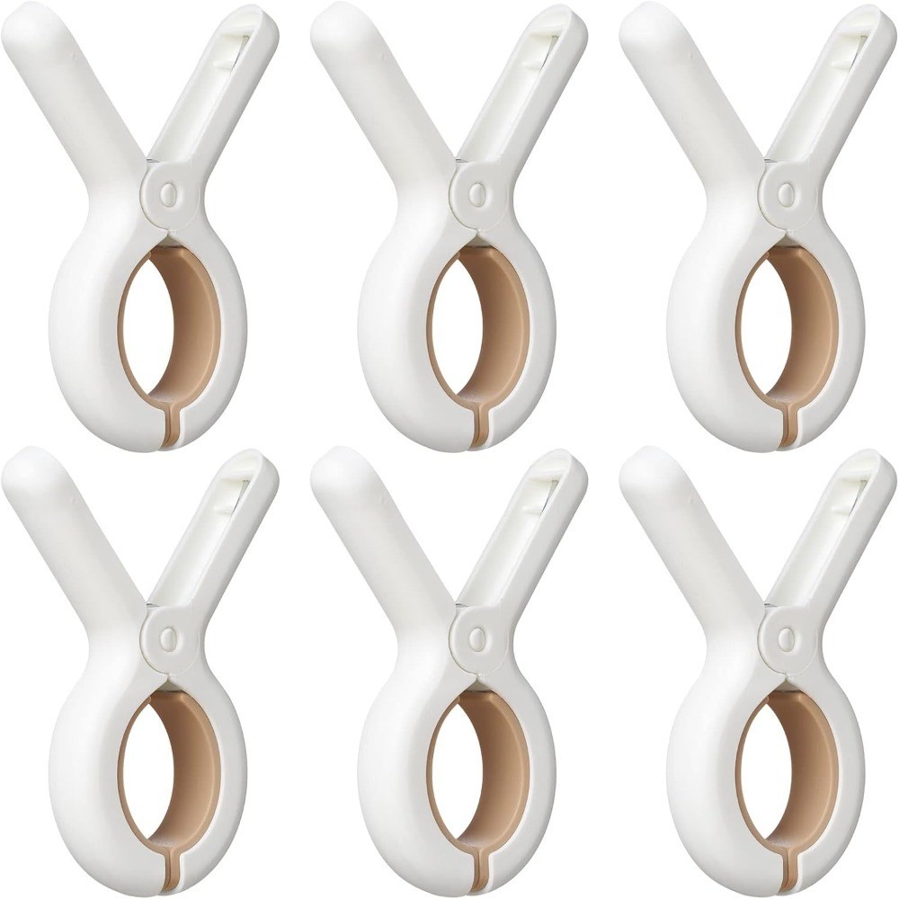 Heavy Duty Plastic Clothespins 6 Pack with Strong Anti-Rust Springs for Beach