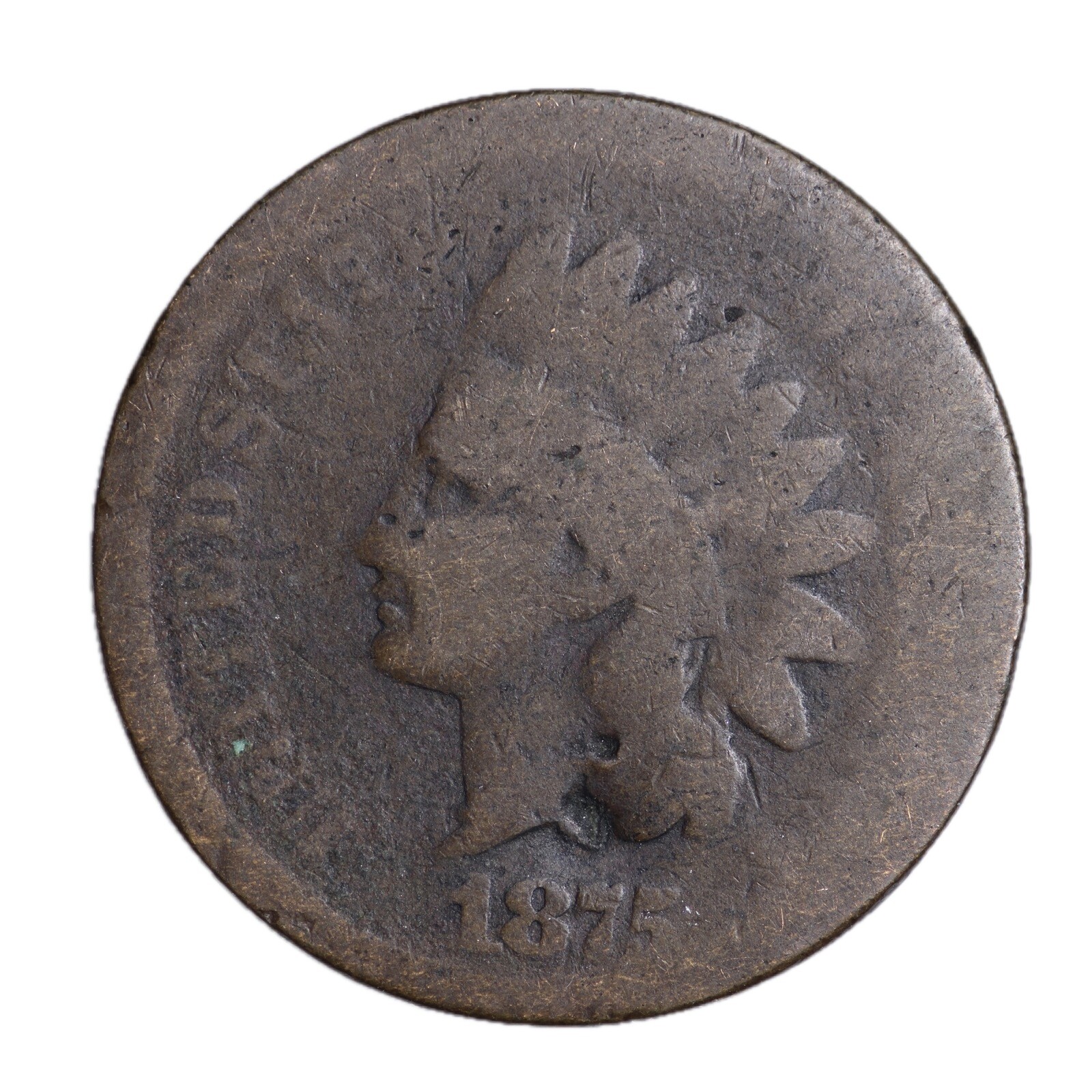 1875 FULL DATE Indian Head Cent Penny ABOUT GOOD