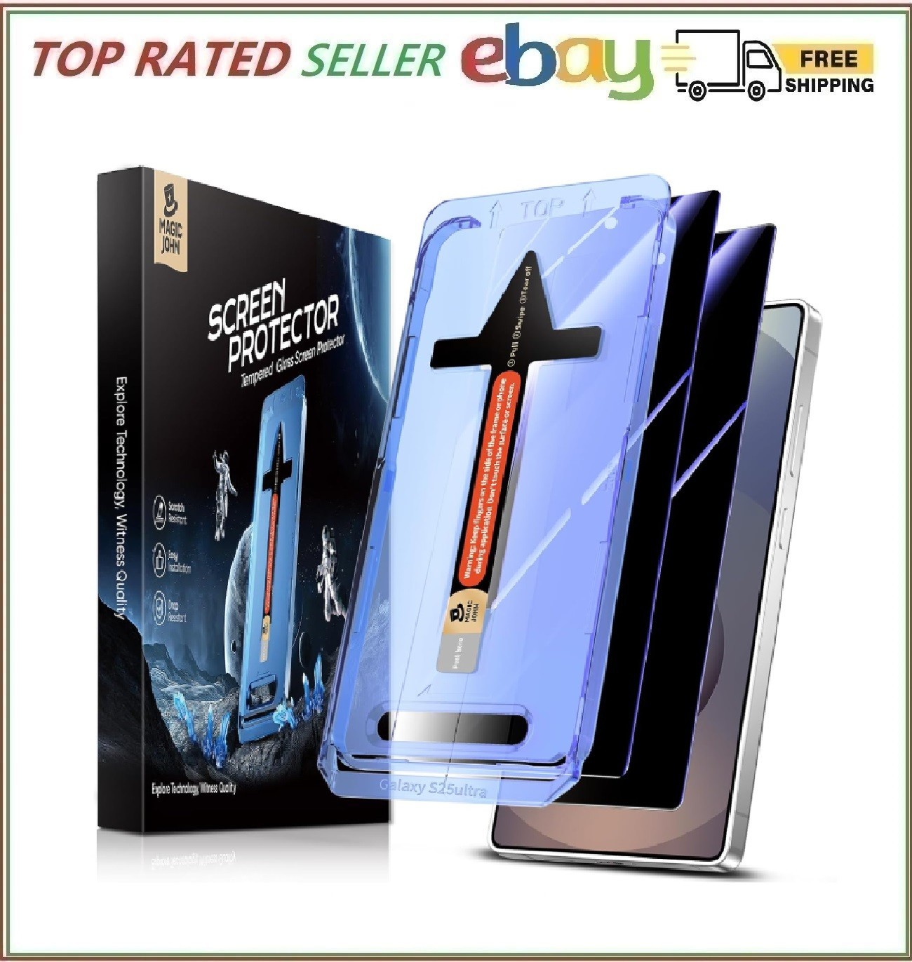 MAGIC JOHN 2 Pack for Samsung Galaxy S25 Ultra Privacy Tempered Glass Screen ...