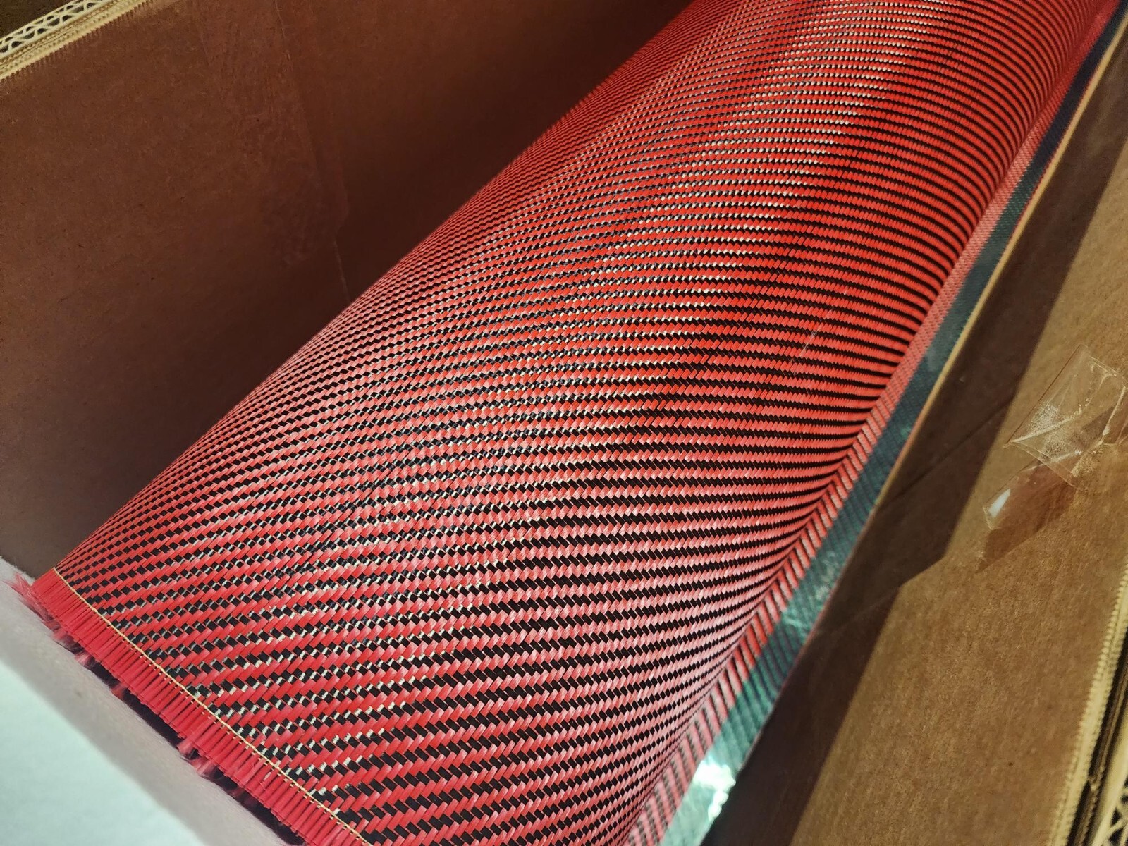 *RED* Carbon Fiber Fiberglass Fabric Cloth 3k 425gsm 50" 2x2 Twill Weave 10 Yard