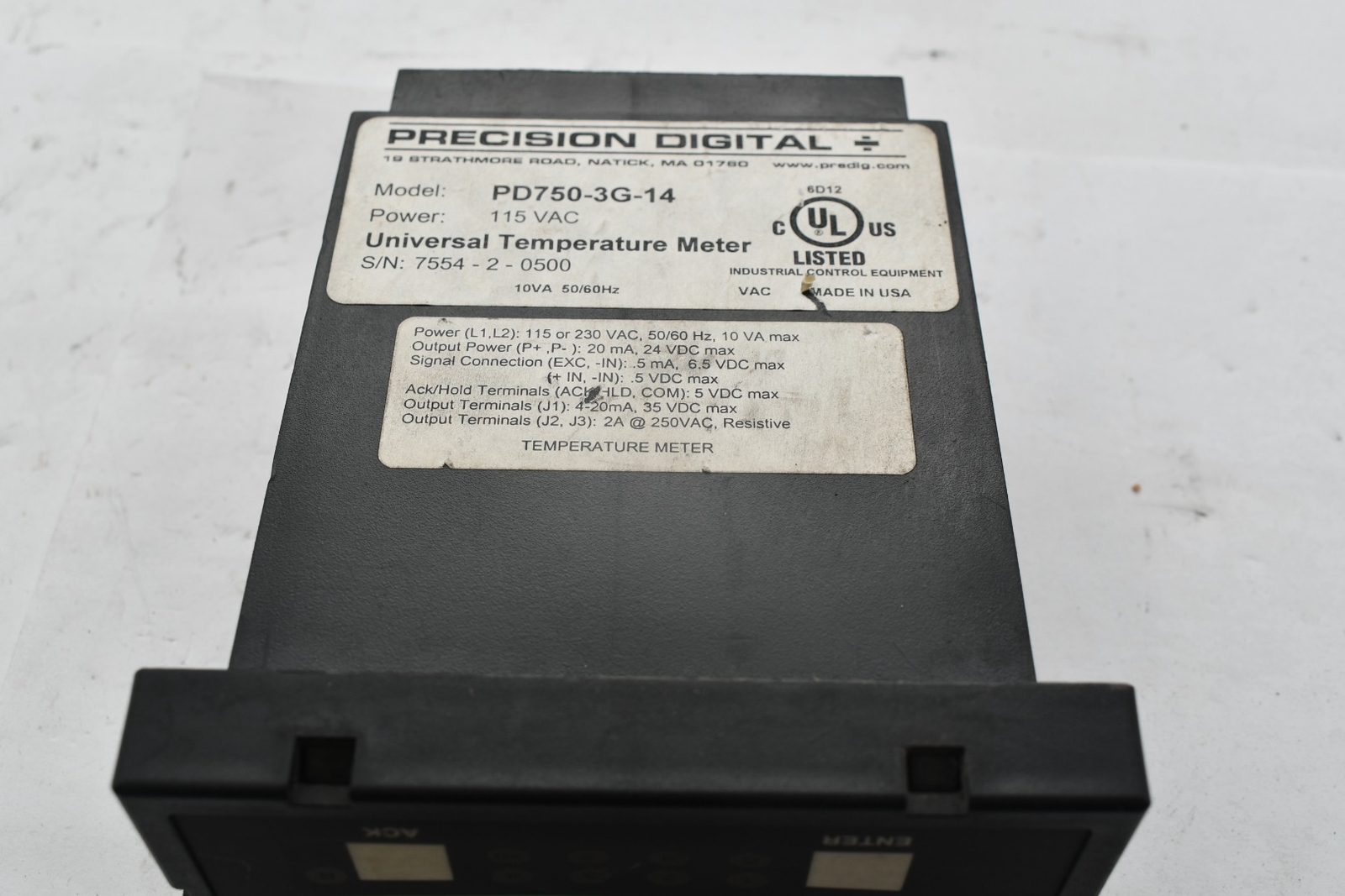 Precision Digital PD750-3G-14 PLC Universal Temperature Meter 115 VAC