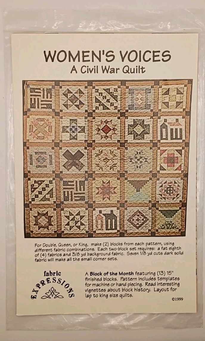 Vtg.90s Women's Voices A Civil War Quilt-P1011 Block Of The Month Pattern ONLY!
