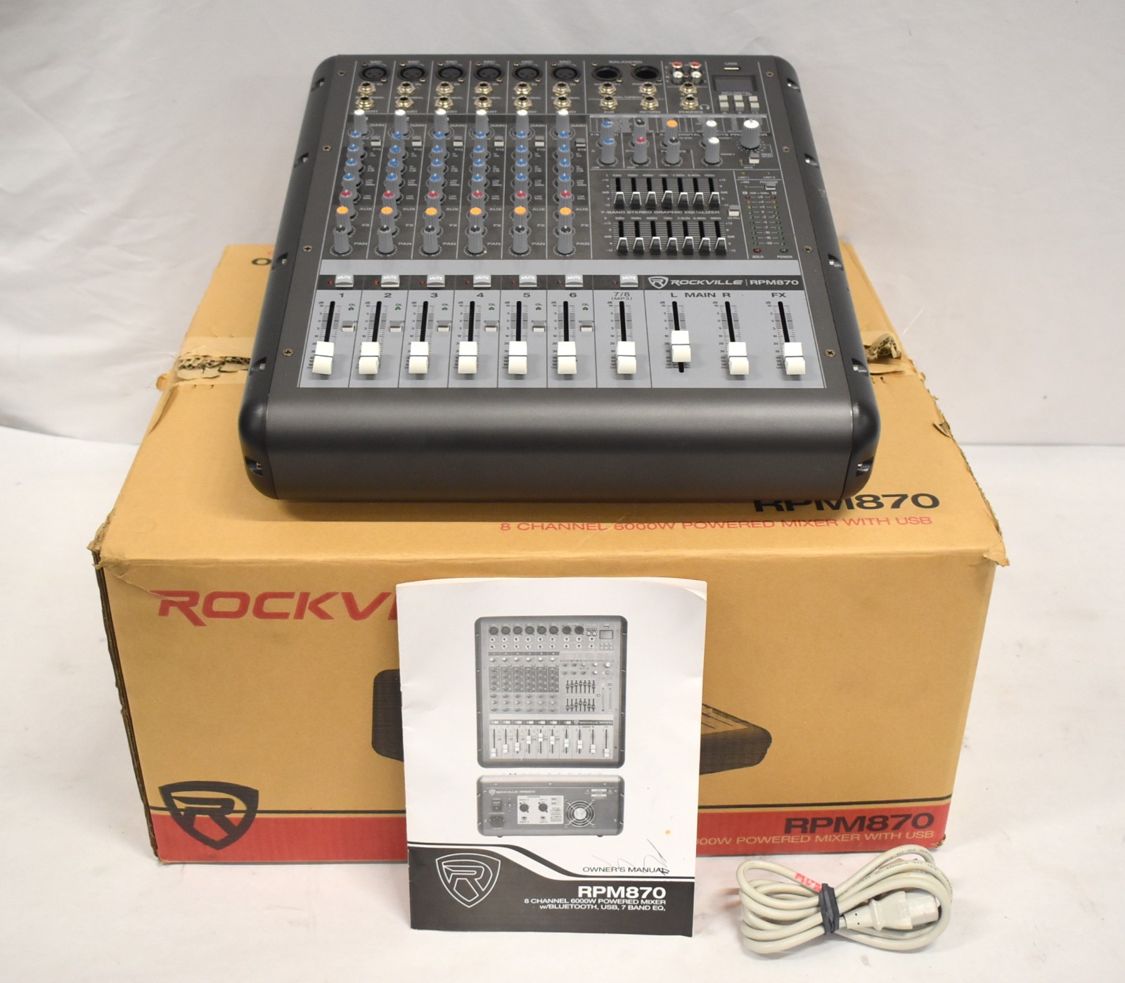 Rockville RPM870 8 Channel 6000w Powered Mixer w/USB, Effects, 8 XDR2 Mic Pres