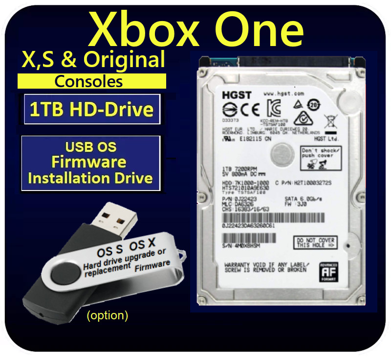 1TB Xbox One X,S & 1540 Internal Hard Drive Replacement Upgrade Firmware USB OS
