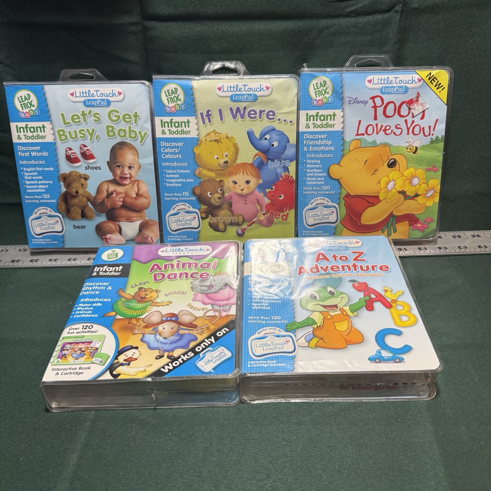 LeapFrog Little Touch LeapPad Lot of 5 Infant Toddler Books Disney Pooh A-Z 2003