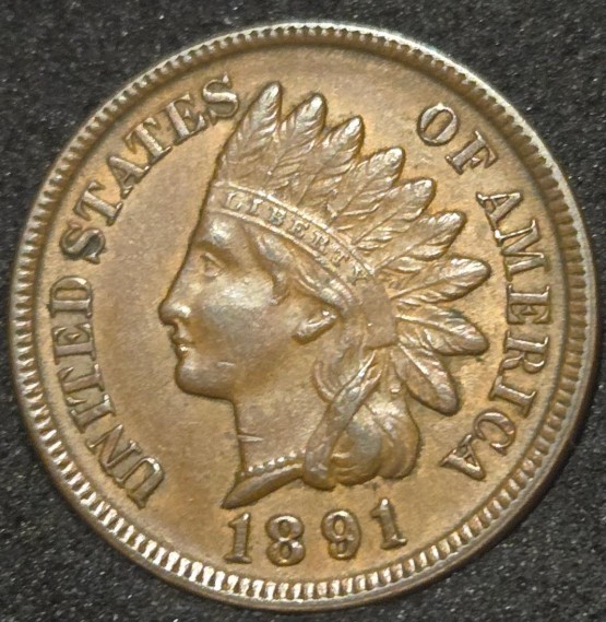 1891 Indian Head Cent - Lightly Circulated RD/BN - BETTER DATE - FREE SHIPPING