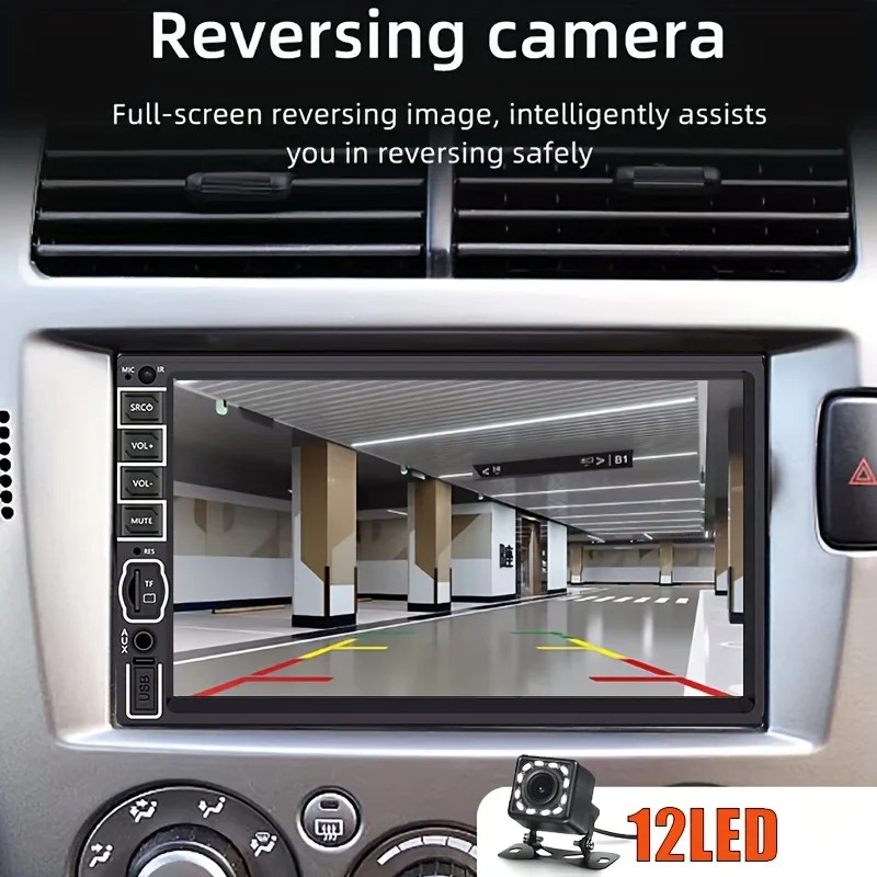 Double 2 Din 7'' Car Stereo Radio HD Touch Screen Carplay BT FM RDS Rear Camera；