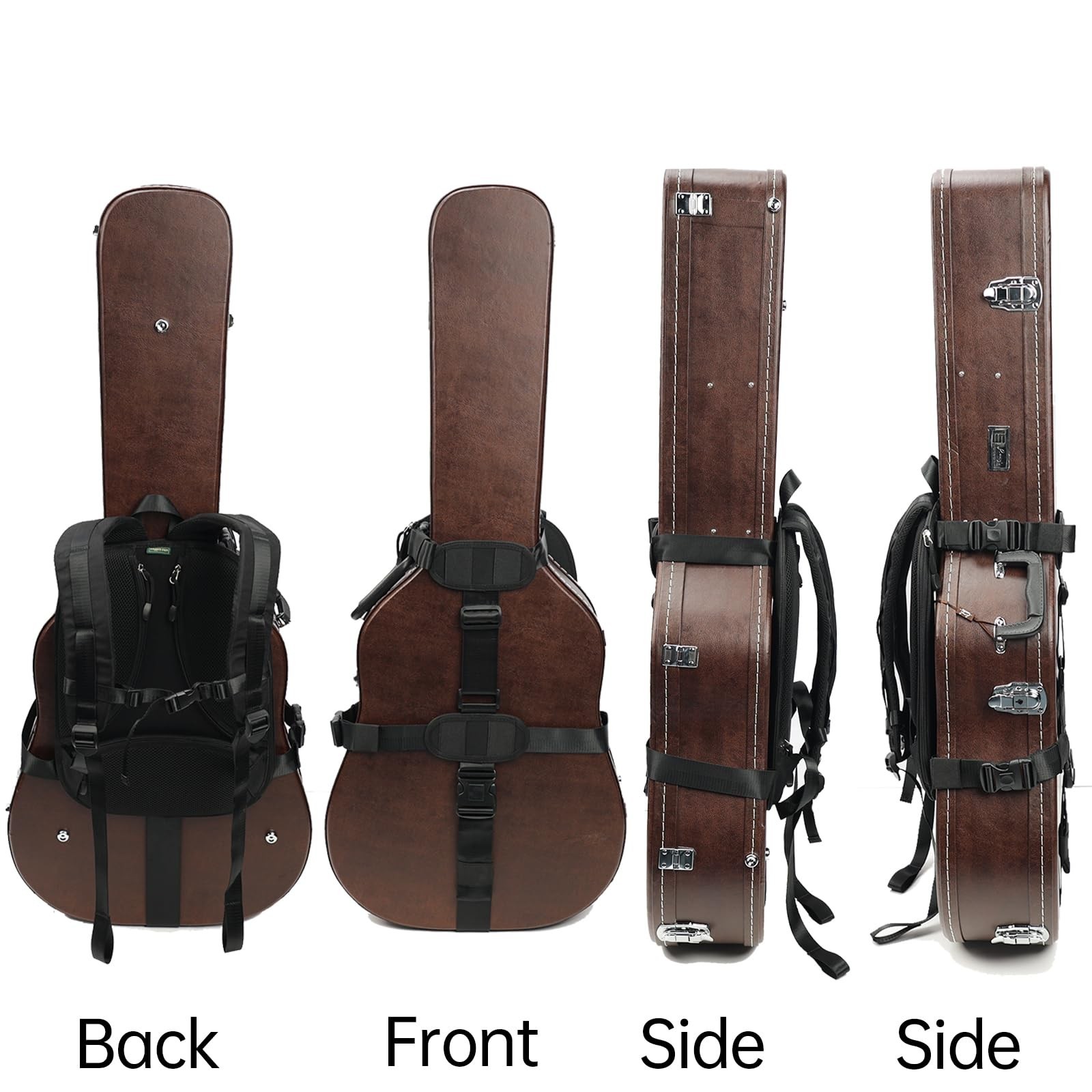 Guitar Hard Case Backpack Carrying System - Black