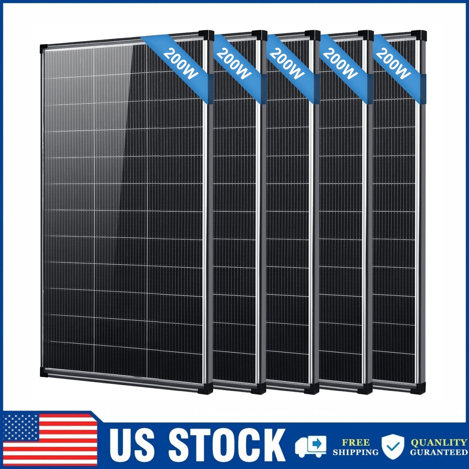 200W 400W 1000W Watt 18V Solar Panel Mono N-Type Charger RV Roof Home Off-Grid