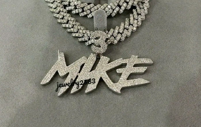 Men's Custom Name Initial moissanite 14k Gold Plated 925 Silver