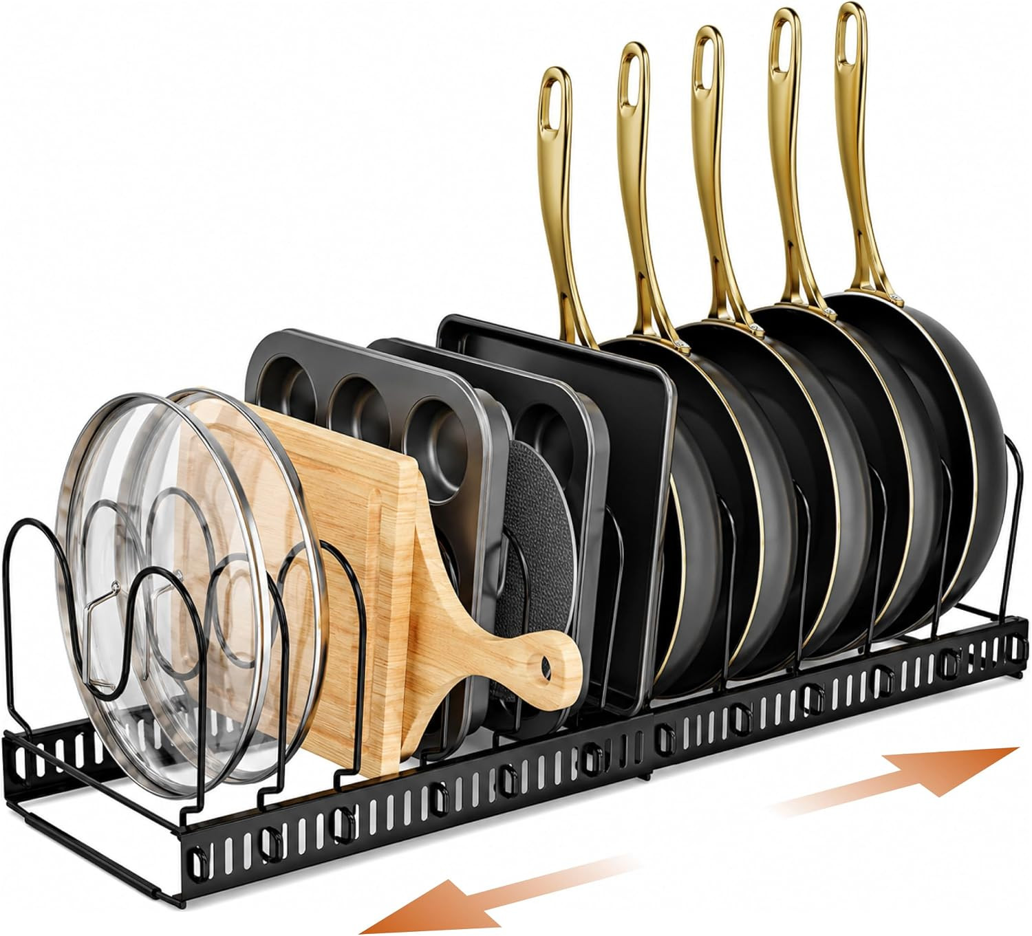 Organizador Ajustable De Ollas Y Sartenes Con 11 Divisores Para Gabinete Y Tapas