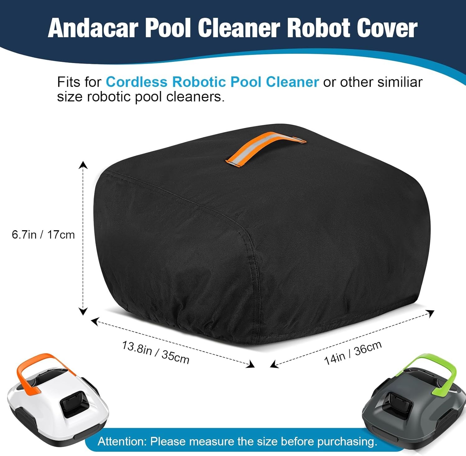 Andacar Cover for Robotic Pool Cleaner Robot  Waterproof Heavyduty  Black