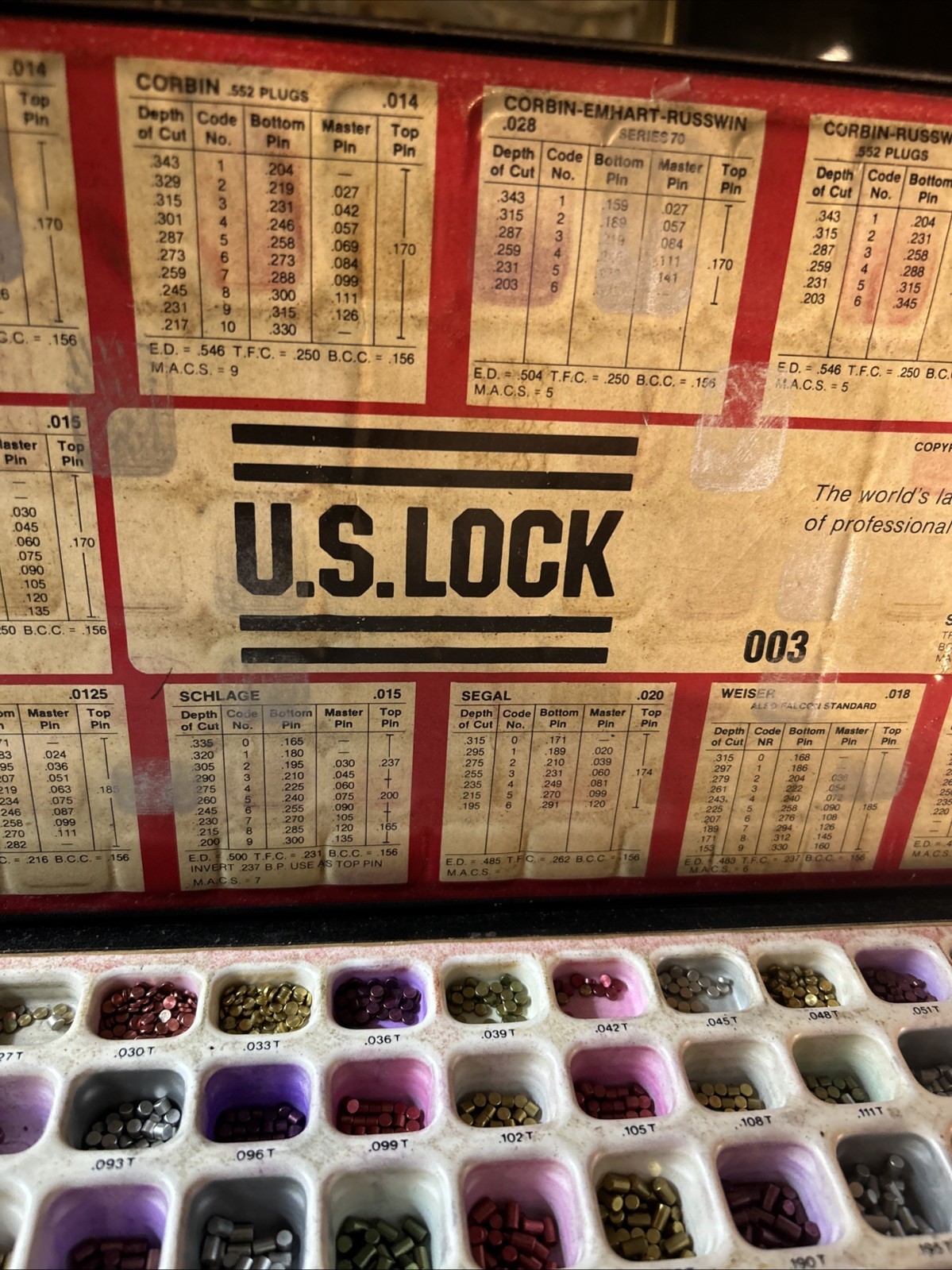Vintage U.S. Lock Professional Pin Kit
