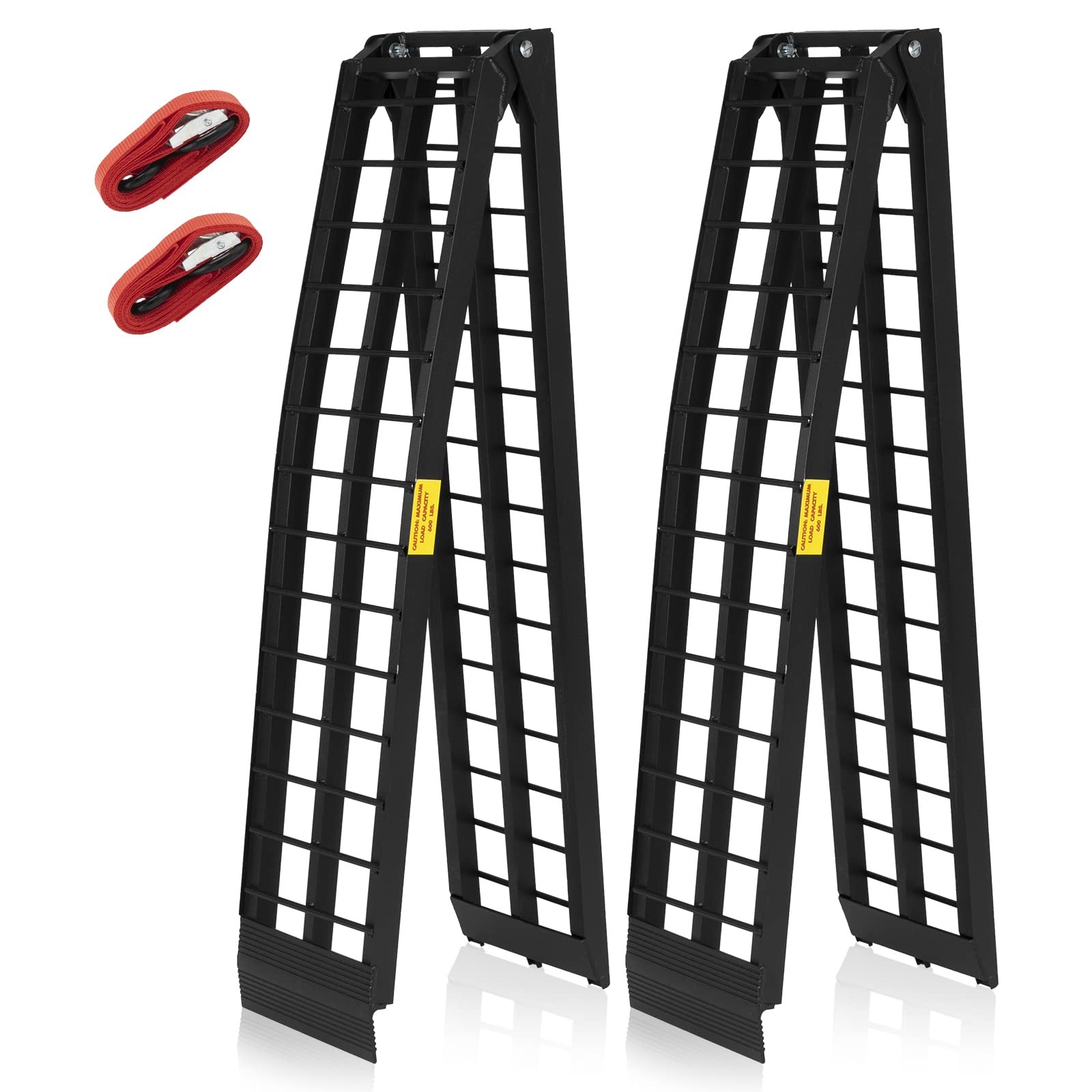 9ft Aluminum ATV Loading Ramps 1200 lbs Capacity Folding with Load Straps