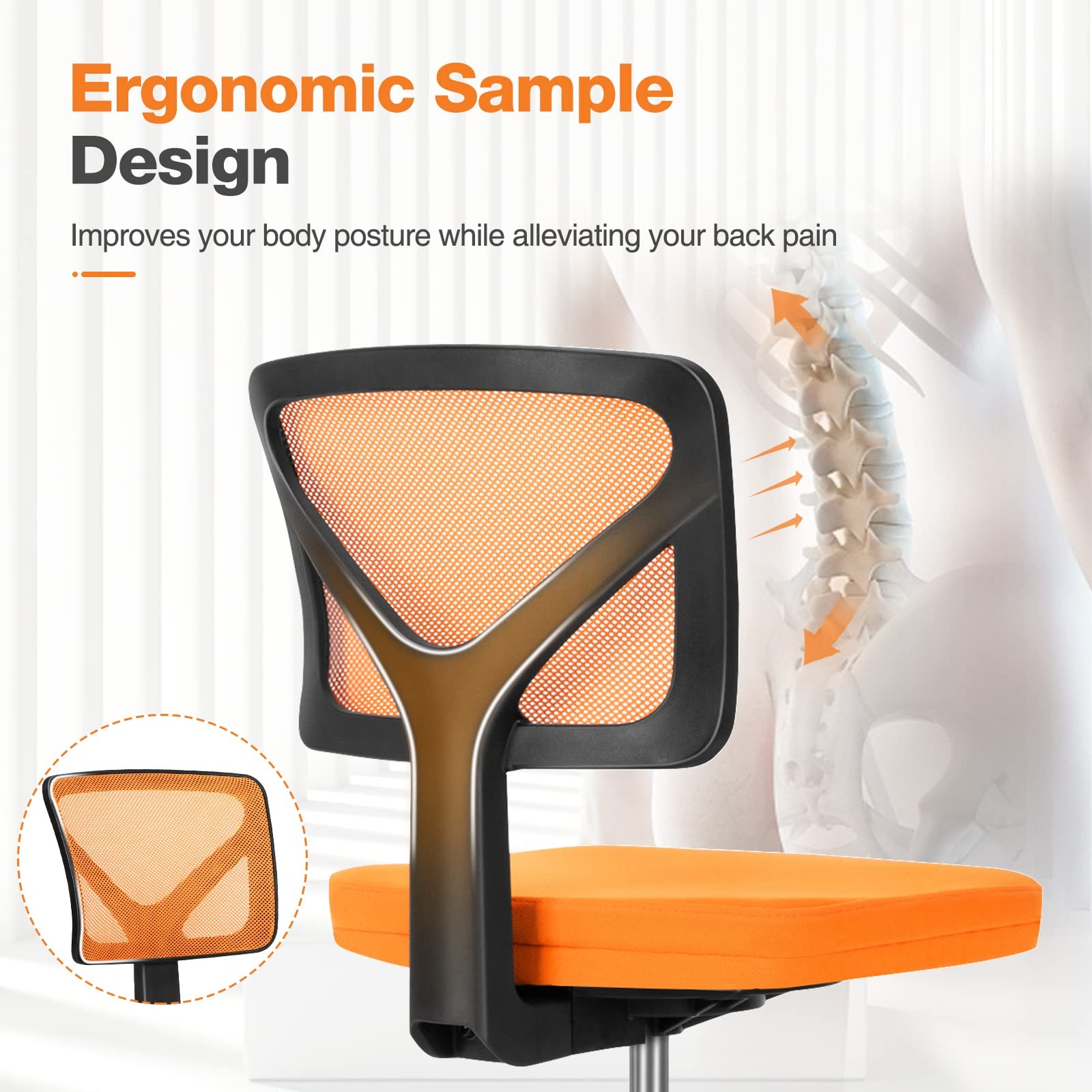 Small Office Chair, Ergonomic LowBack Mesh Rolling Work Swivel Chairs with Wh...