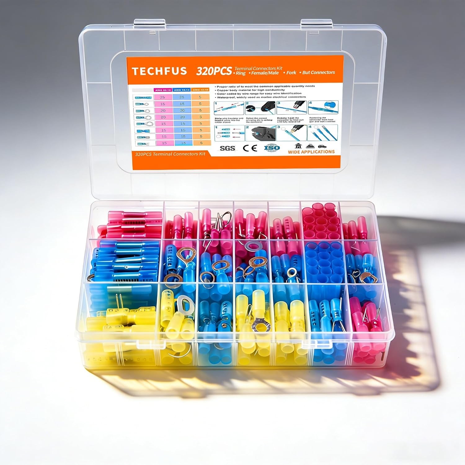 320Pcs Heat Shrink Wire Connectors Kit,Waterproof Automotive Electrical Connecto