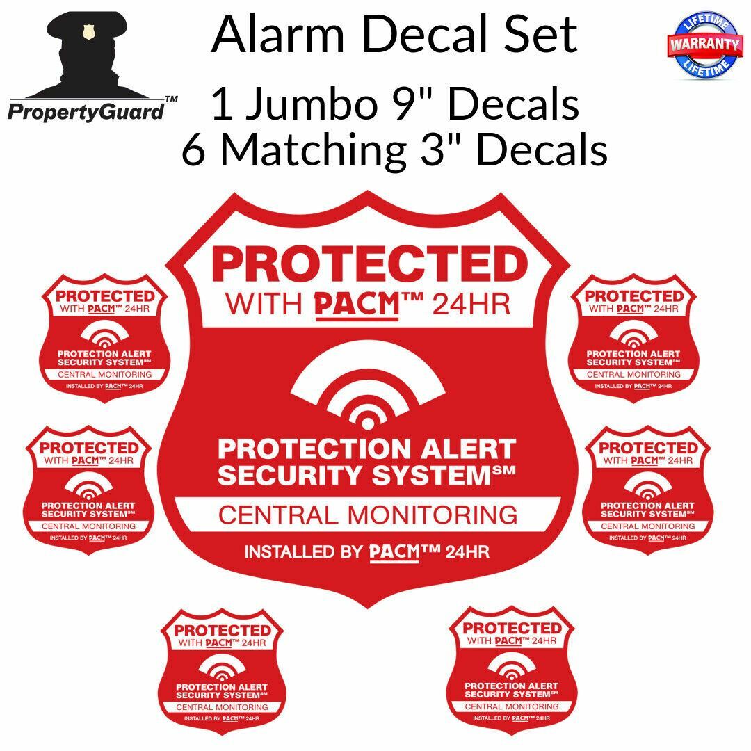 9" Security System Decal & 6 Alarm Stickers &  Auto Alarm Static Decal See Store