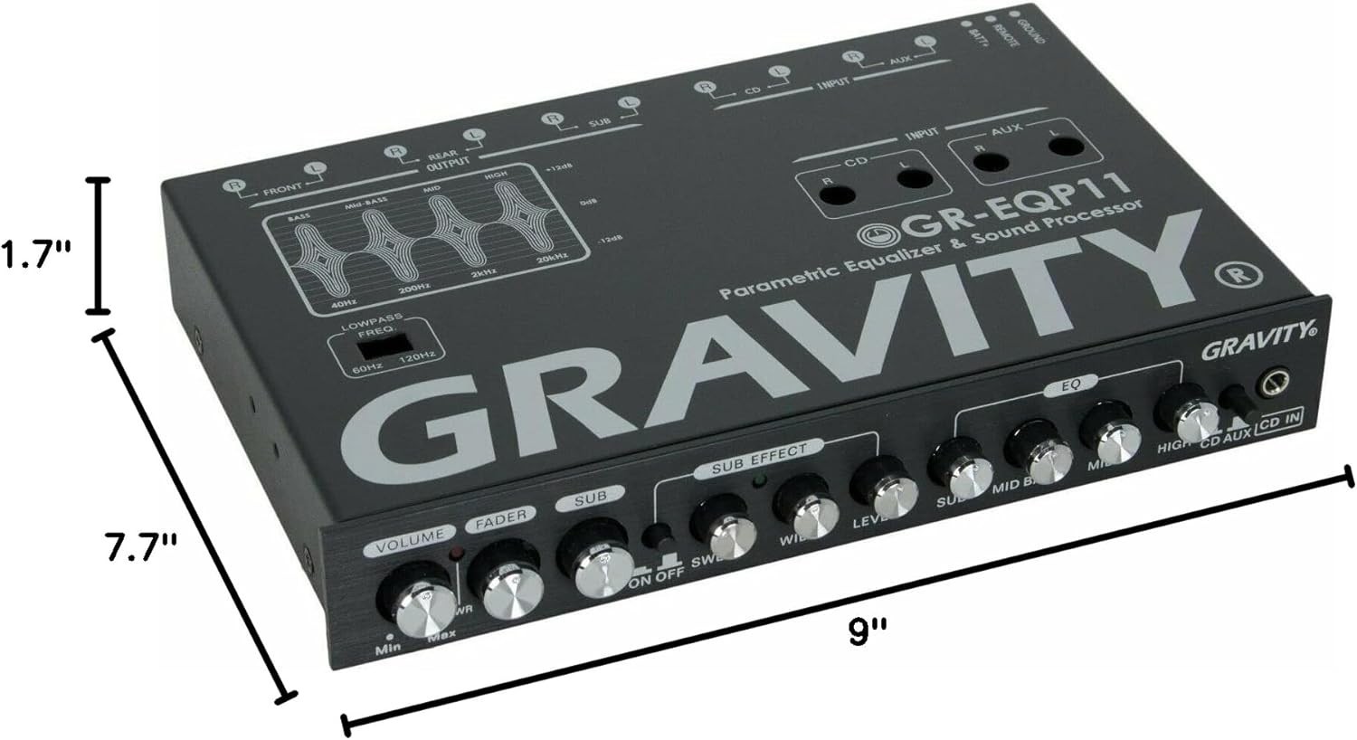 GR-EQP11 1/2 DIN Digital Bass Machine 9V Car Parametric Equalizer