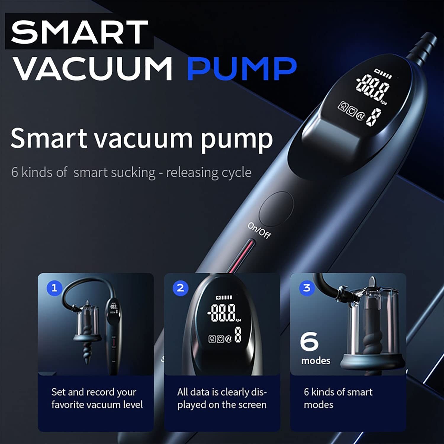 Magna LCD Smart Penis Vacuum Pump Handle | Ergonomic Programmable Rechargeable