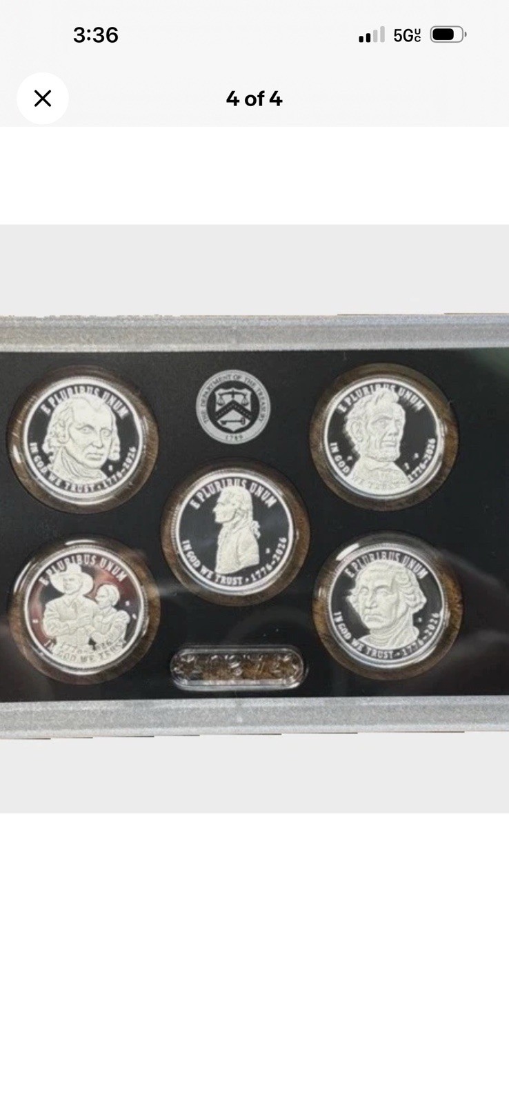 1776-2026 S Silver Proof Set Semi-Q Coin Set in Black Display Case