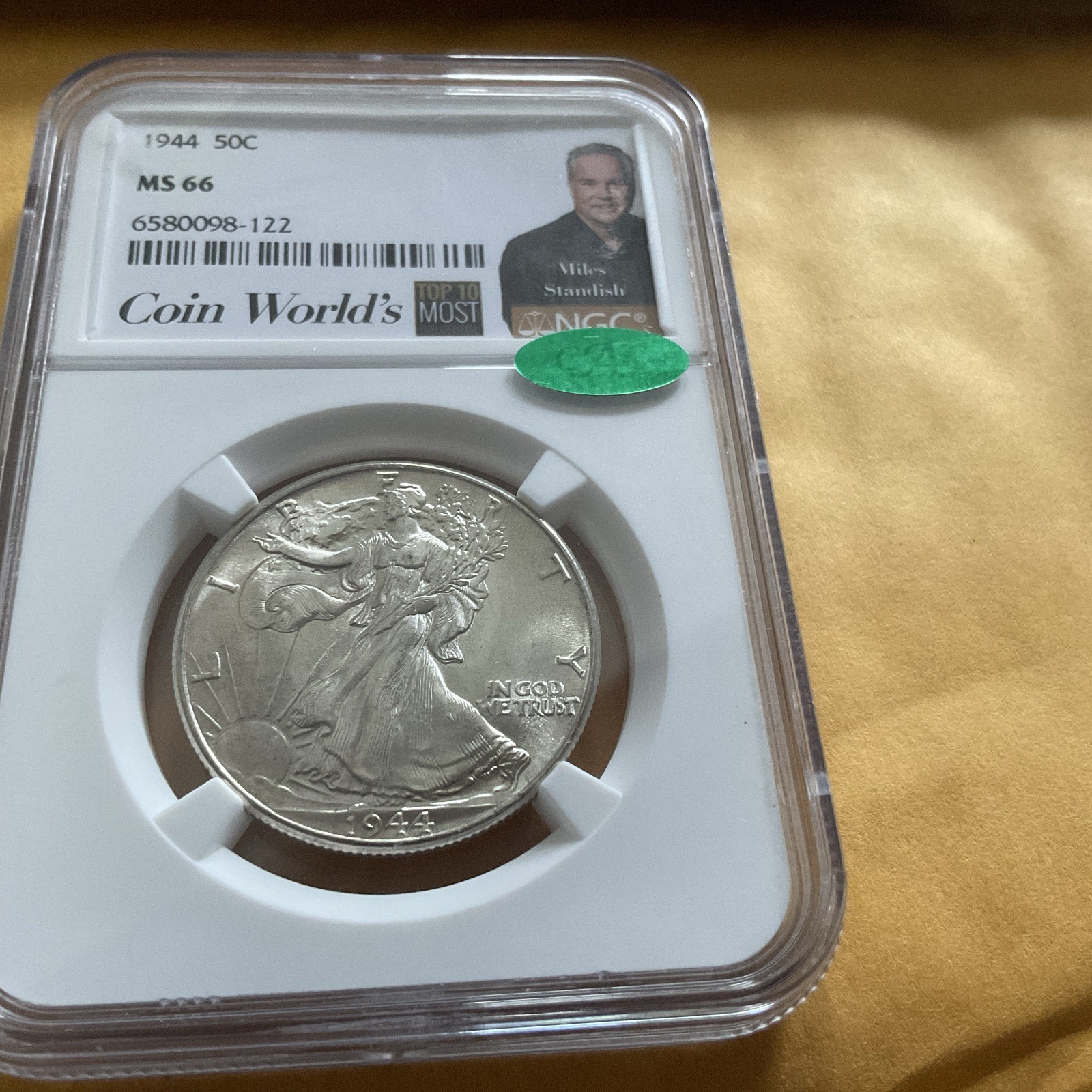 NGC 1944”WALKING LIBERTY”  0.3617oz Fine Silver 0.9 Finest MS66