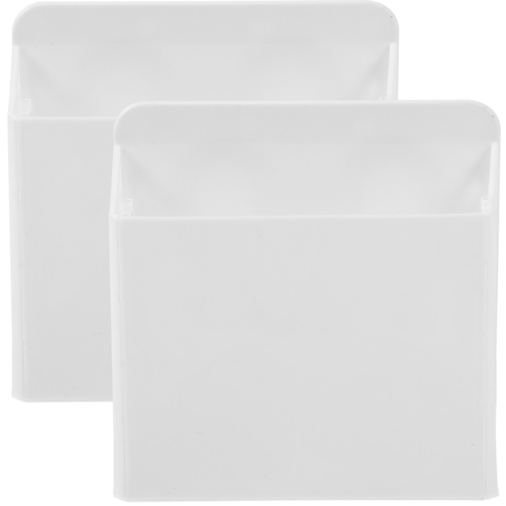 2 Pcs White Board with Suction Cups Pen Storage Holders Pencil & Cute