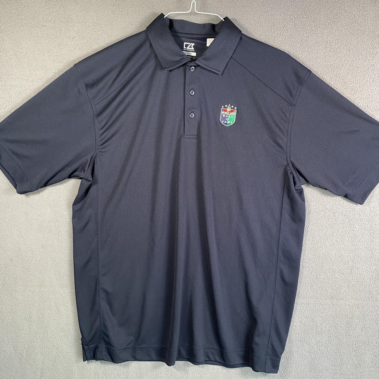 World Golf Hall Of Fame Shirt Mens XL Blue Golf Polo Cutter & Buck CB DryTec
