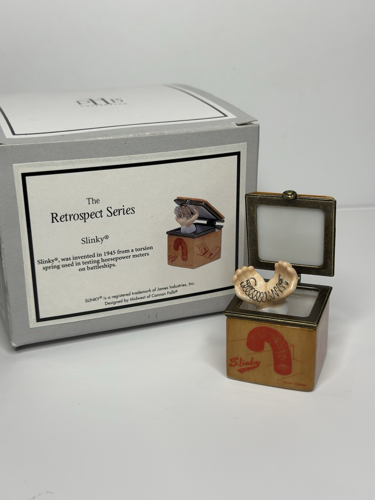 New PHB Midwest Cannon Slinky Porcelain Hinged Trinket Box Retrospect Games