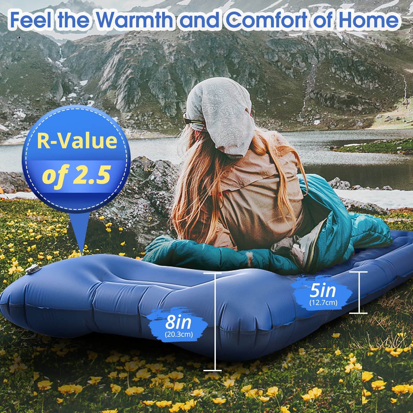 Camping Sleeping Pads，Extra Thick 5 Inch Inflatable Sleeping Mat with Pillow ...