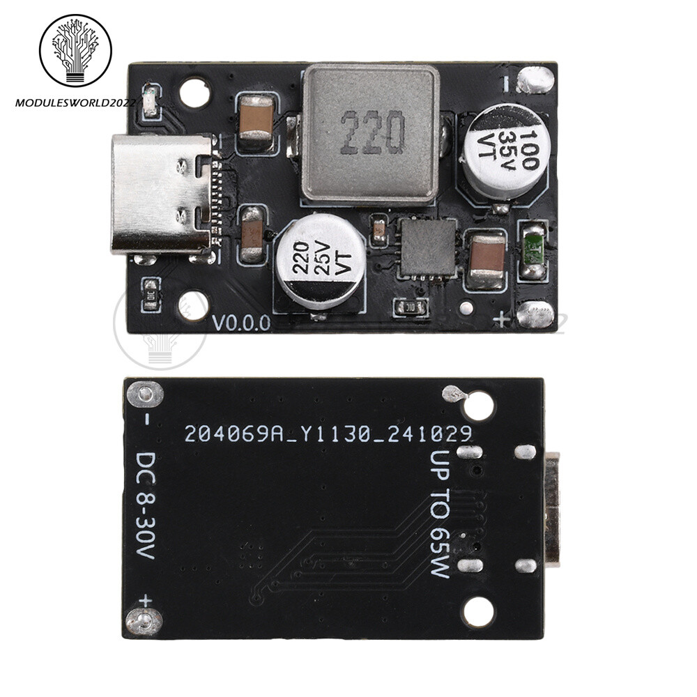 1-10*DC8~30V PD65W Fast Charging Module Step-Down Support PD3.1 QC3.0 SCP Type-C