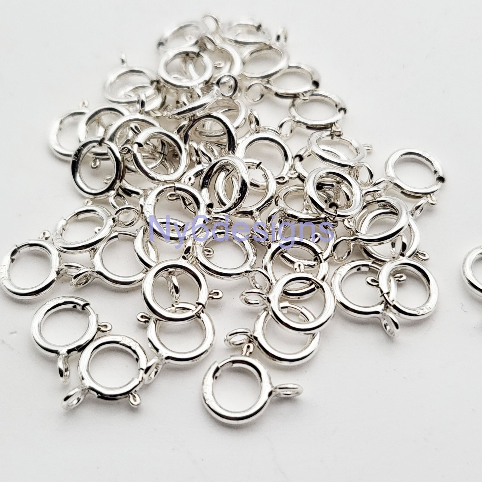 Sterling Silver Spring Ring Clasp 5mm/6mm/7mm Open & Closed Ring Finding (5pcs)